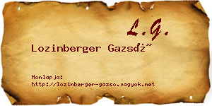 Lozinberger Gazsó névjegykártya